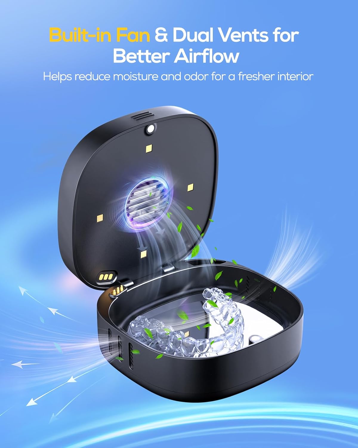 Nulaxy UVC Retainer Case - Portable Magnetic Closure Aligner Box with Fan, Mirror & Tool | Compatible with Invisalign