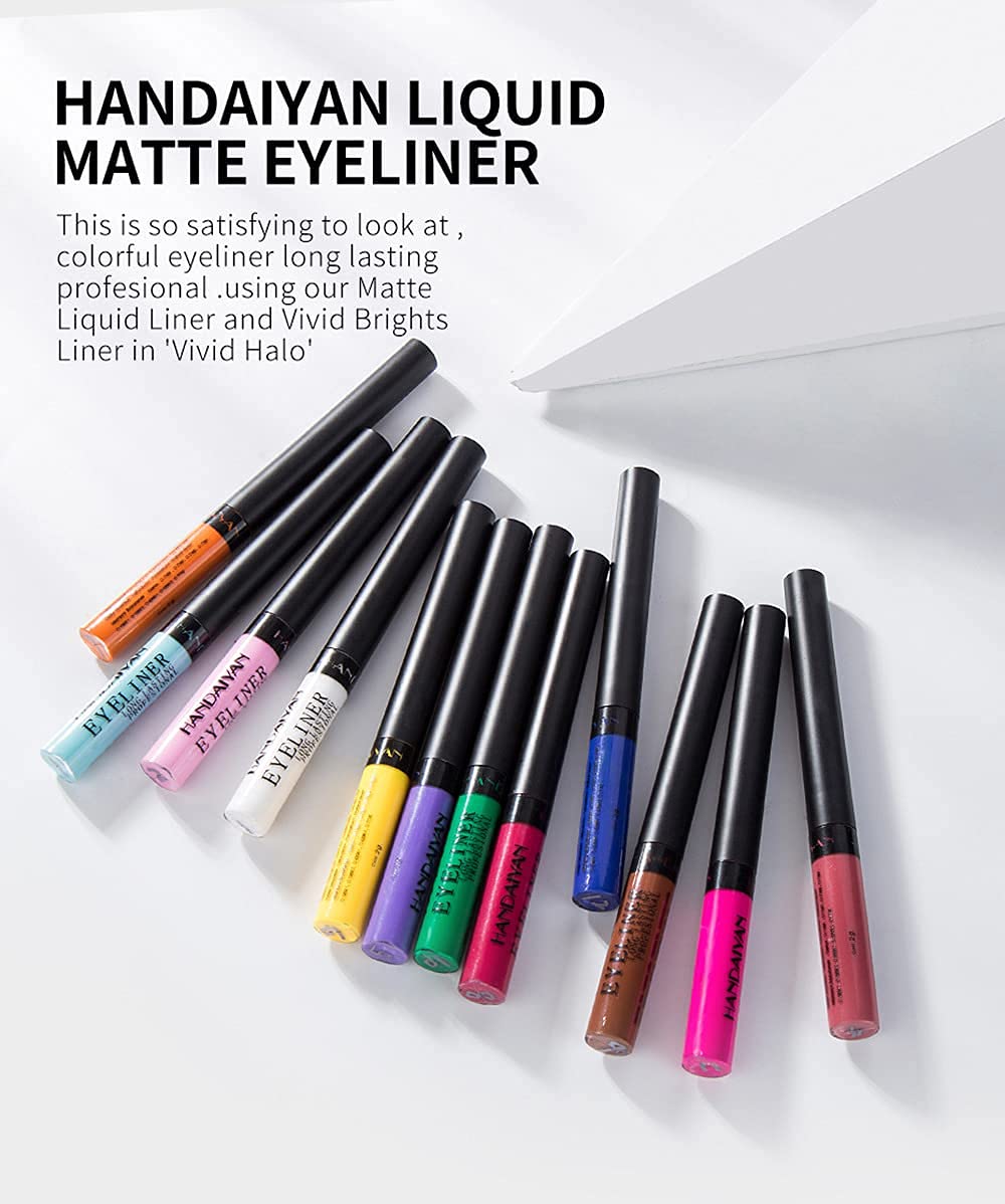 Liquid Glitter Eyeshadow & Matte Eyeliner Set - Rainbow Neon Colors | Waterproof & Smudgeproof Makeup Gift Kit for Women