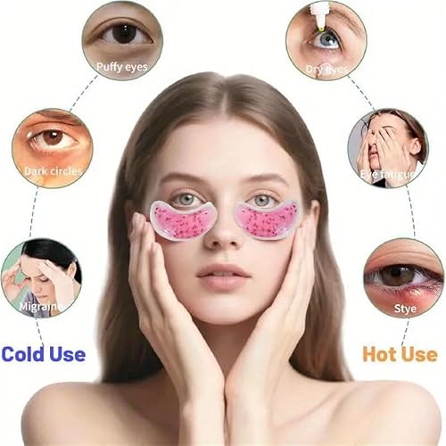 Reusable Hot and Cold Gel Eye Patches for Puffy Eyes, Multi-Color Glitter, Cooling Therapy Eye Mask, 5 Pairs (Star Model)