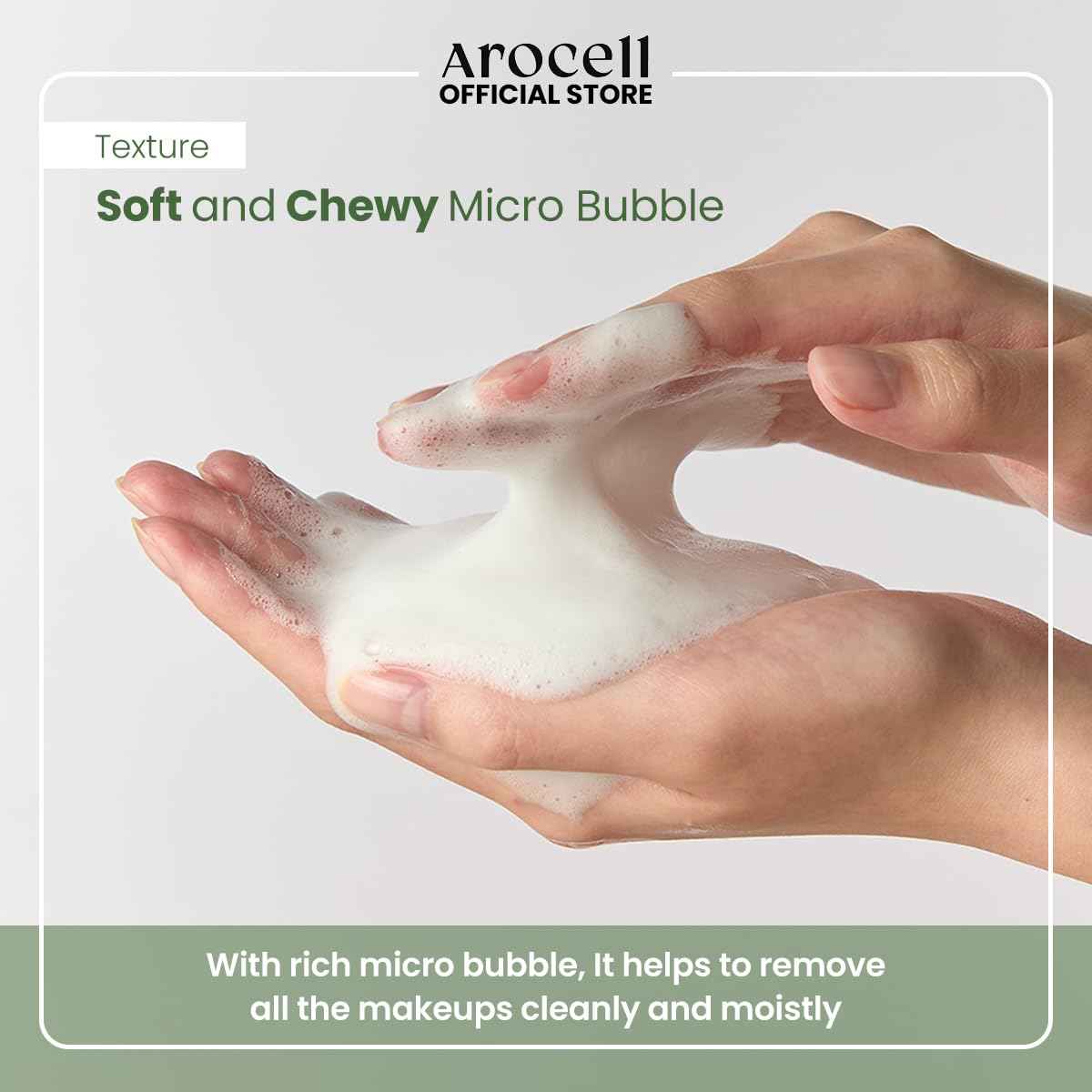 AROCELL Mugwort Whipped Micro Bubble Foaming Cleanser 150ml/5.07 Fl Oz – Korean Gentle Face Wash, Hydrating Makeup Remover, Moisturizing Mild Cleanser with Hyaluronic Acid for Sensitive Skin