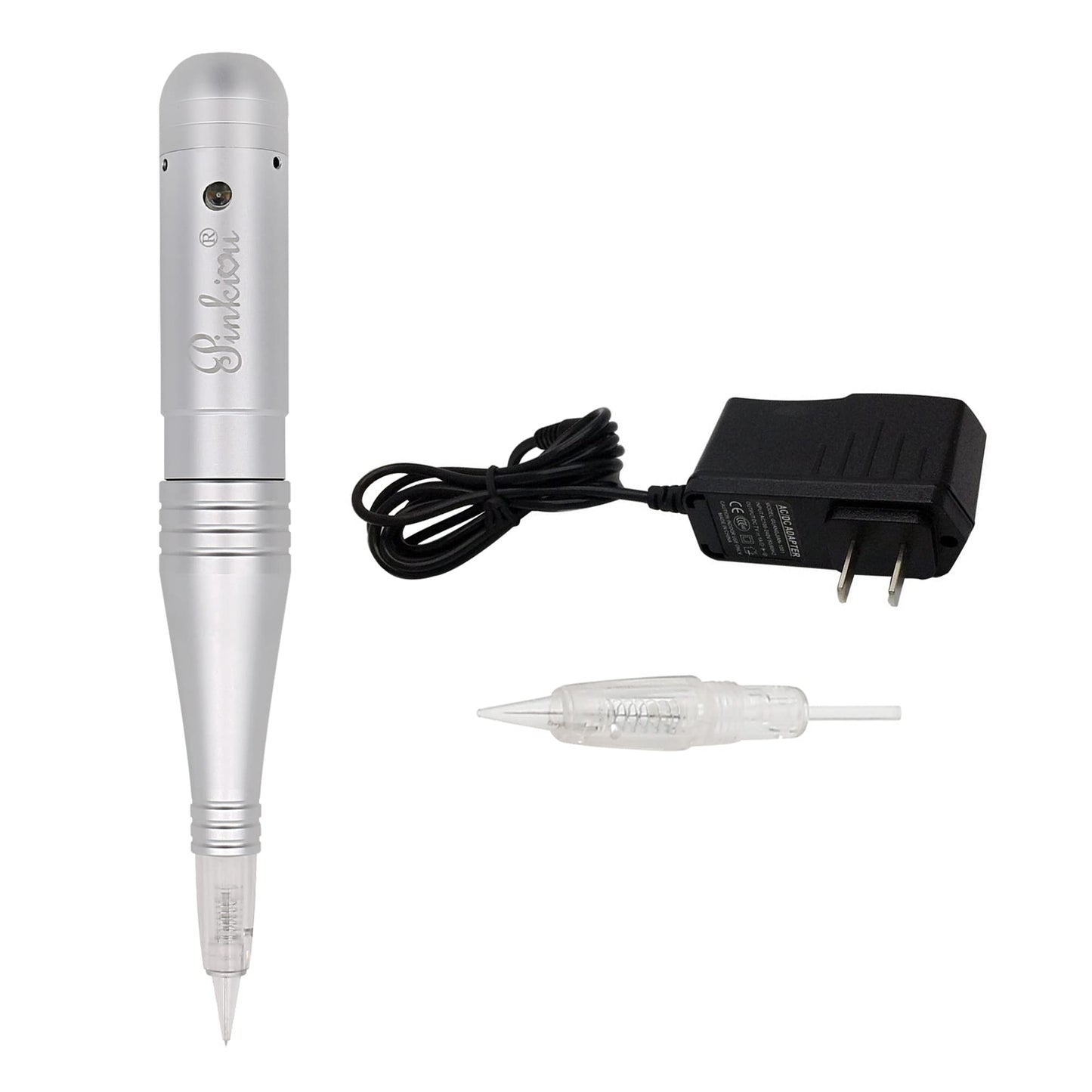 Pinkiou Permanent Makeup Machine MicroPigmentation Pen Hair Stroked Eyebrow Professional Microblading Pen Machine For EyeBrow Eyeline Lip Brow Lamination（Silver）