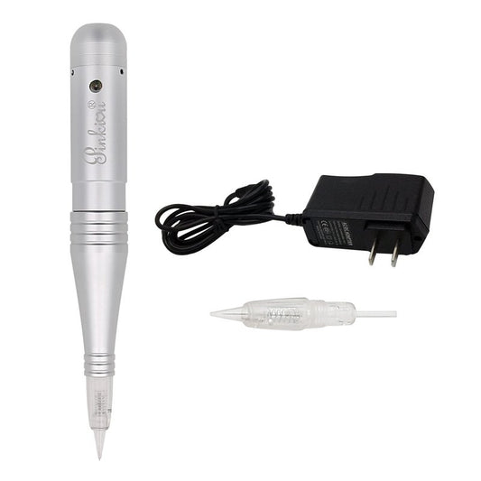 Pinkiou Permanent Makeup Machine MicroPigmentation Pen Hair Stroked Eyebrow Professional Microblading Pen Machine For EyeBrow Eyeline Lip Brow Lamination（Silver）