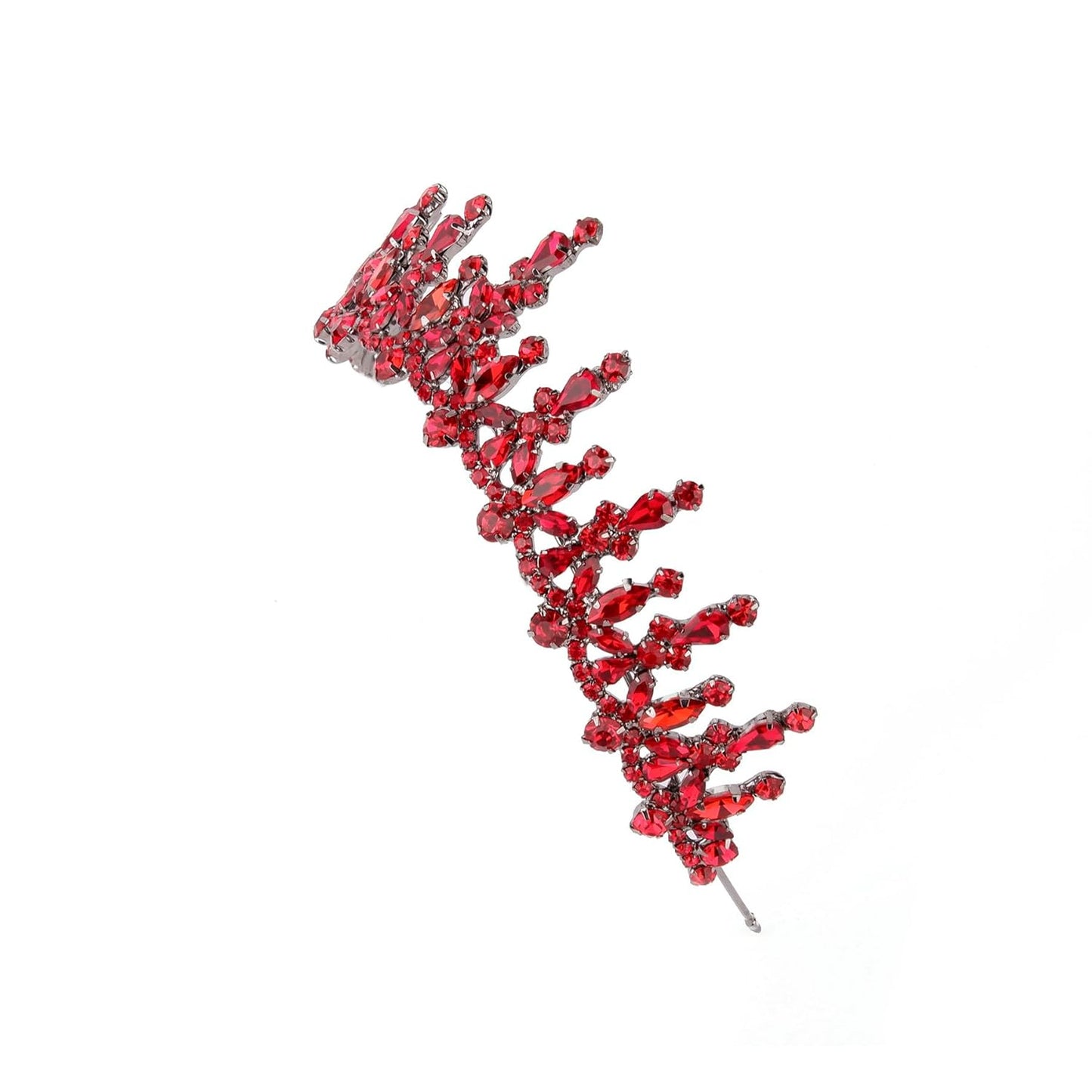 Women's Tiara for Henna Wedding Party - Glitter Hair Accessory | Shiny Red Crown for Bridal, Birthday, Prom, Halloween