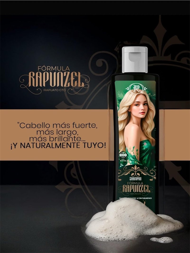 Formula Rapunzel Shampoo Fast Growth Hair 5cm x Month Stop Hair Loss Crecimiento Rpido ORIGINAL! Citrus (Bergamot) Scent, Paraben Free, Unisex Adults