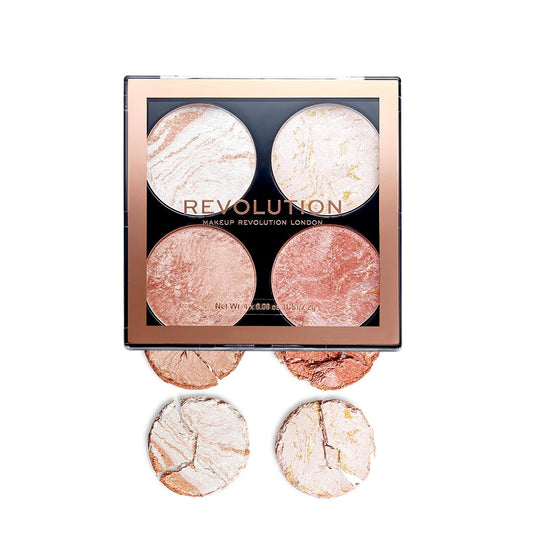 Makeup Revolution Cheek Kit, Take A Breather: 12 Shimmery Pink & Beige Cheek Shades in a Compact Palette