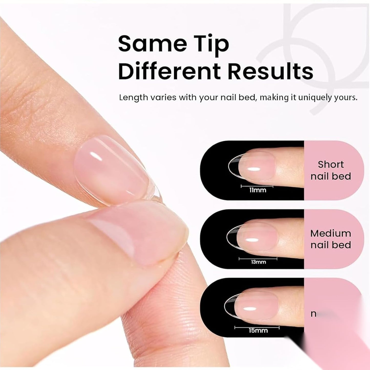 Beetles Etch-X Gel Nail Kit, Short Almond Acrylic Tips, 576 pcs, 12 Sizes