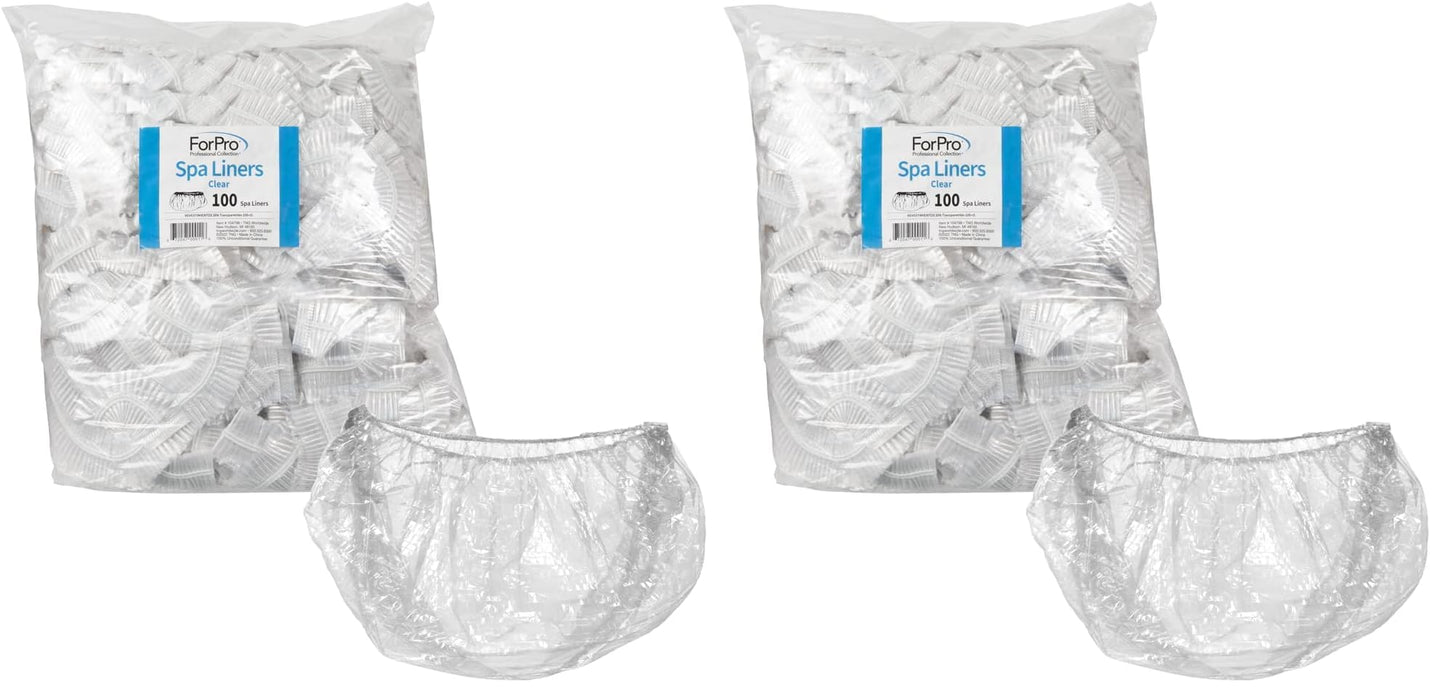 ForPro Professional Collection Spa Liners, Fit All Pedicure Spas, Disposable Pedicure Liners, Clear, 100-Count (Pack of 2)