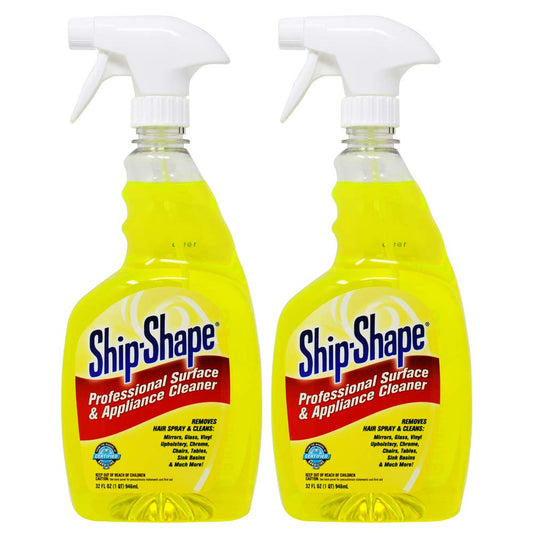 Ship-Shape Professional Surface & Appliance Cleaner - 2 Pack (32 Fl Oz Each) | All In One Salon Cleaning Spray | Removes Hair Residue from Flat Irons, Mirrors & Furniture | Streak-Free, Phosphate-Free