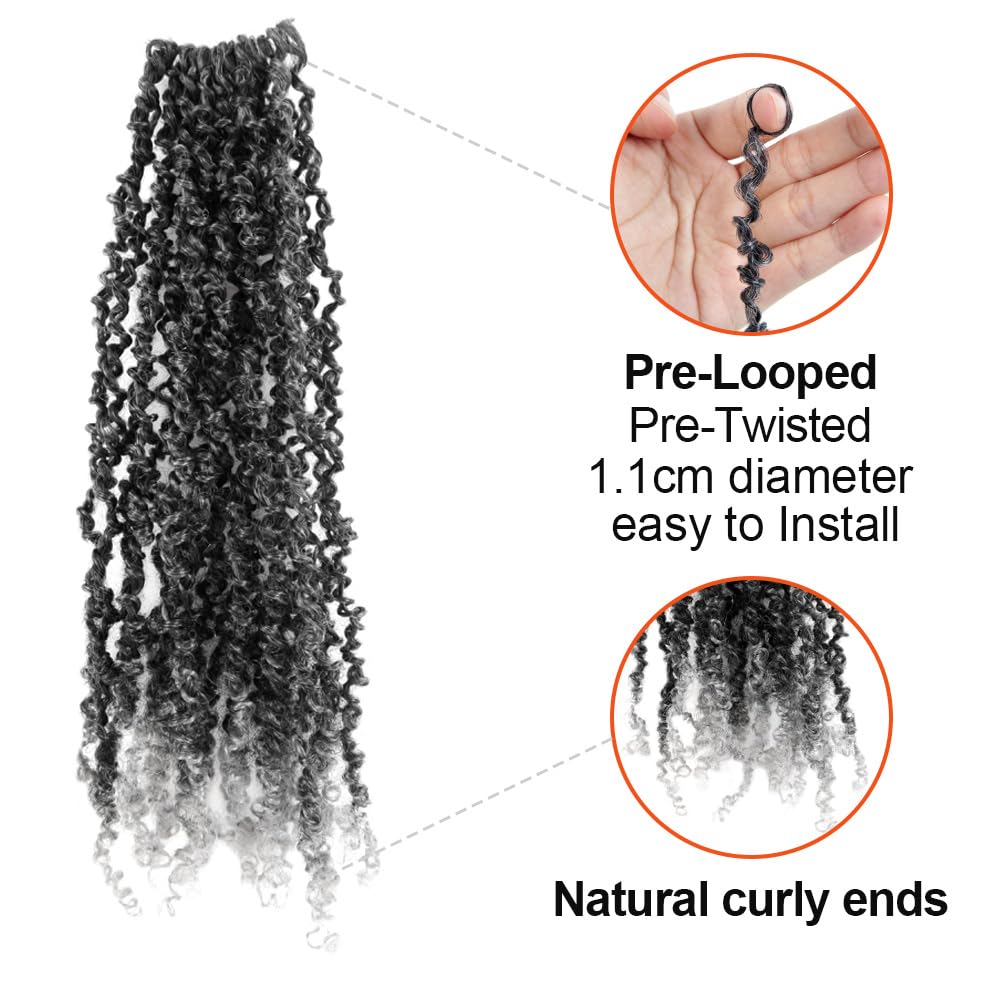 Cisinpo Yanky Twist Crochet Hair 12 Inch 10 Packs Pre-Twisted Ombre Grey Micro Spring Twist Boho Senegalese for Black Women(TGrey, Total 200 Strands)