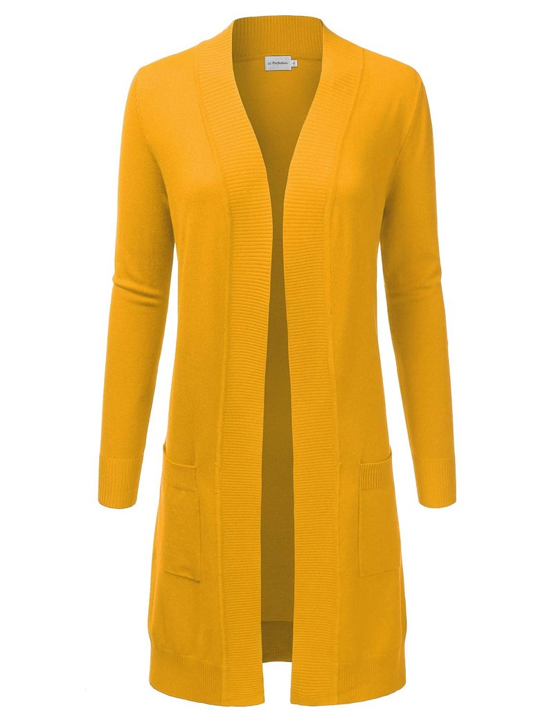 JJ Perfection Womens Casual Long Knit Cardigan Long Sleeve with Pockets Lightweight Open Front Sweater Jacket with Plus Size