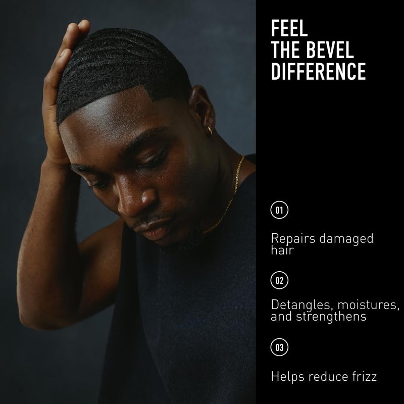 Bevel Leave-In Conditioner for Men | Curly Hair Moisturizer with Hemp Seed Oil & Biotin - 7 Oz
