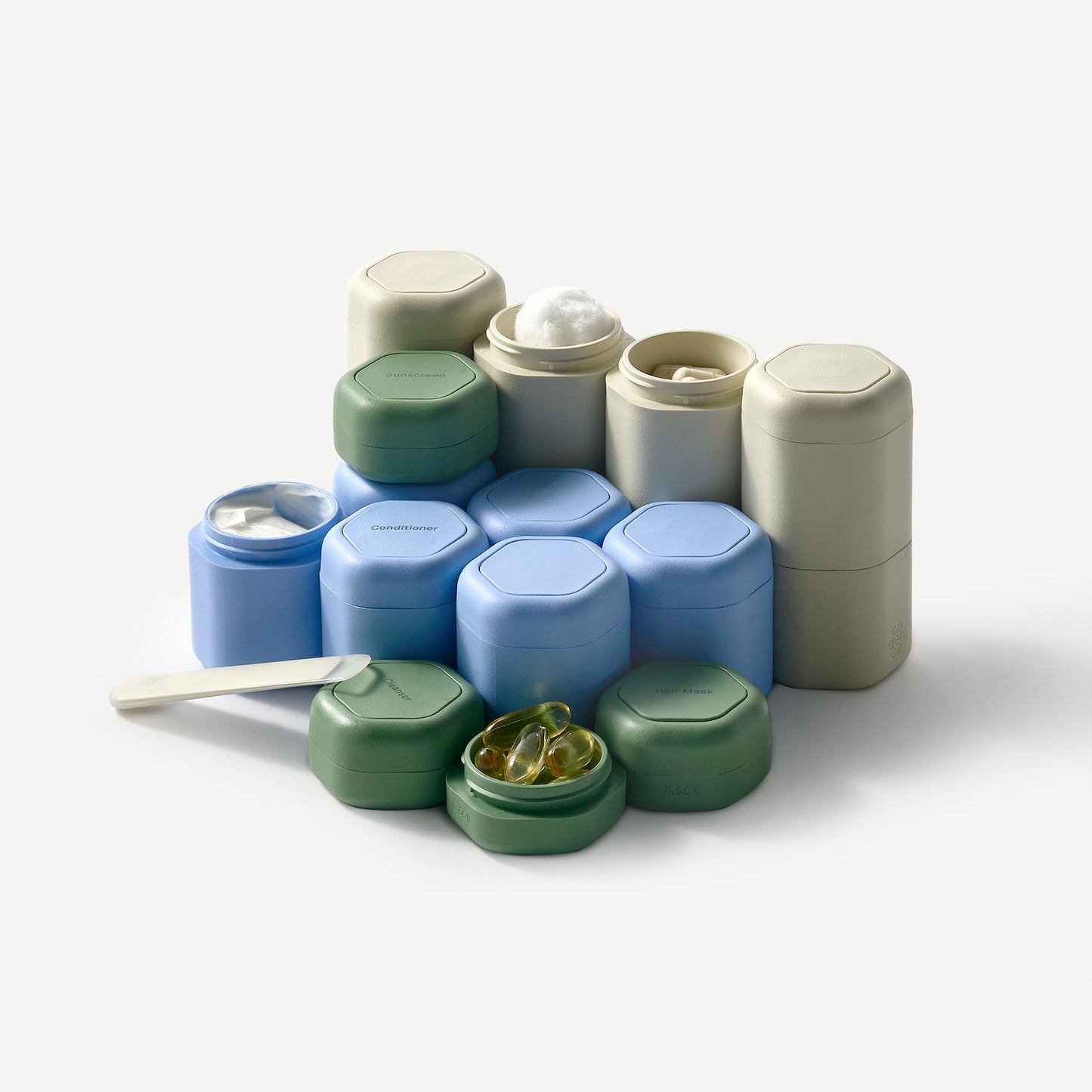 Cadence Extender - Adds Additional 1.43 fl oz - 3pk, Sand - Add On to Any Flex Magnetic Containers with Lids - TSA Approved, Leak Proof - Extension to Travel Bottles - Carry On Travel Essentials