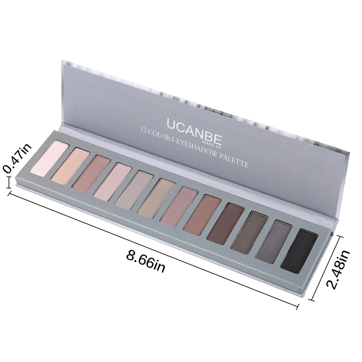 UCANBE 2 PCS Eyeshadow Makeup Palette Kit, 12 Color Naked Nude Eye Shadow Set, Neutral Matte Shimmer Make Up Pallet With Double-Ended Brush, Highly Pigmented Long Lasting Waterproof