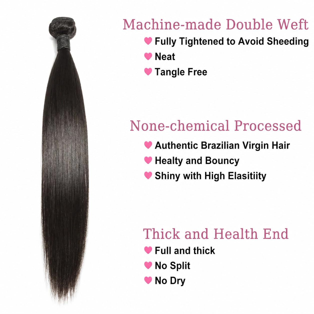 ManeMajesty 12A Straight Human Hair Bundles 3 Pcs 8 10 12 Inch 100% Human Hair Extension Unprocessed Brazilian Virgin Human Hair Quick Weave Straight Bundles Human Hair Natural Color for Black Women