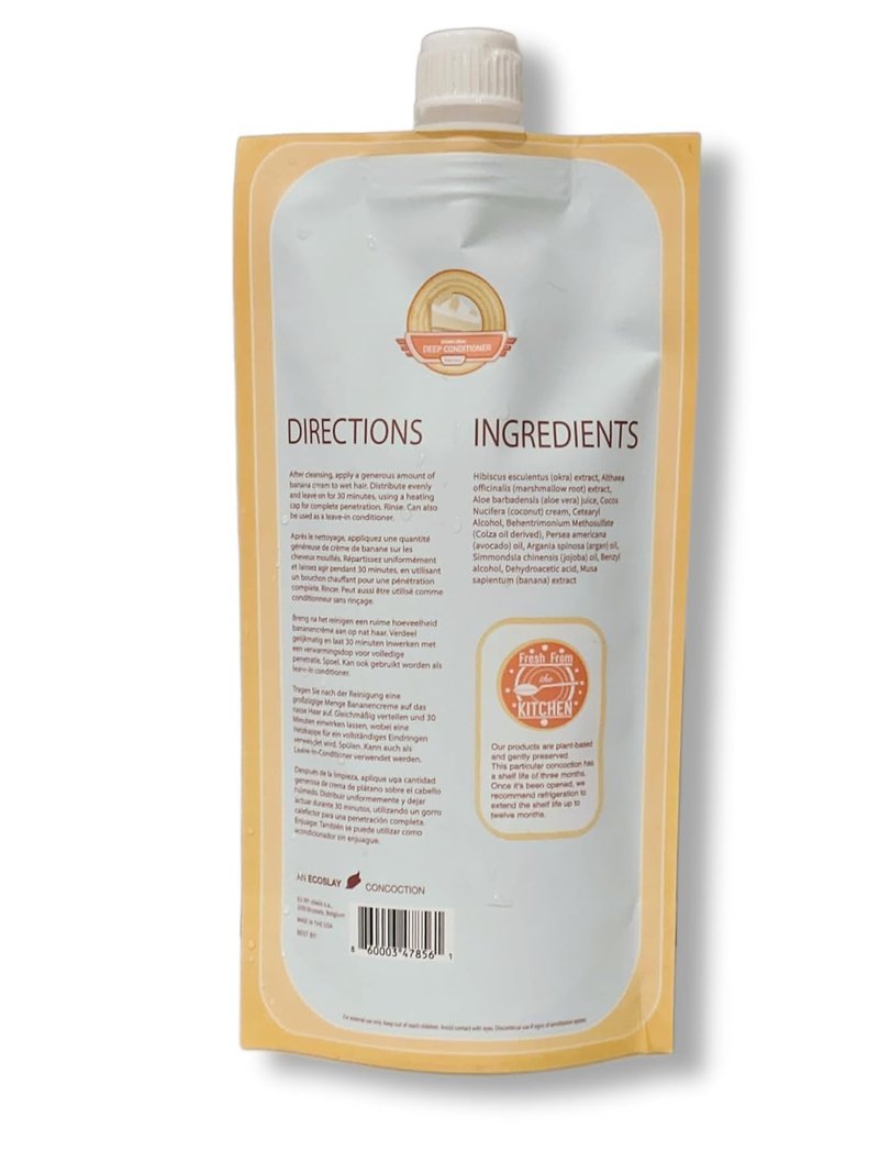 Ecoslay Banana Cream Deep Conditioner 8 oz - Nourishing Hair Mask for Dry, Damaged, Frizzy, and Curly Hair - Plant-Based Deep Conditioning Treatment for Natural and Color Treated Hair