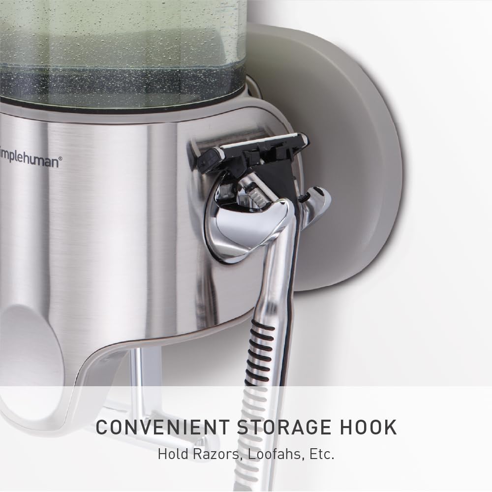 simplehuman Triple Wall Mount Pumps, Hotel-Grade Refillable 3-Chamber Shampoo Conditioner Body Wash Shower Dispenser, T-Bar Lever, No-Drill Install, for Bathrooms, Hotels, and Airbnbs, Stainless Steel