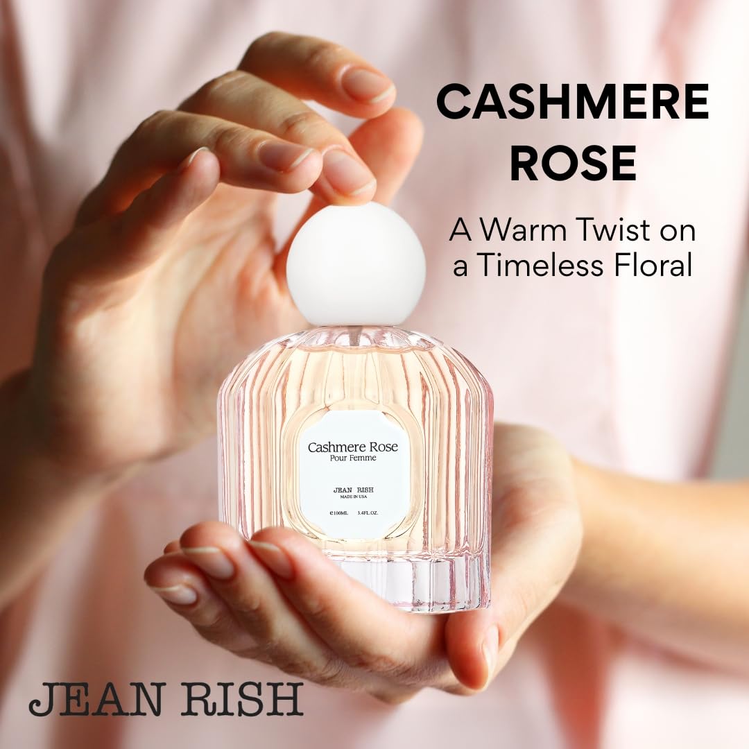 Jean Rish Cashmere Rose Perfume for Women - Long-Lasting Eau De Parfum | Rose & Musk Scent - 100ml / 3.4 oz