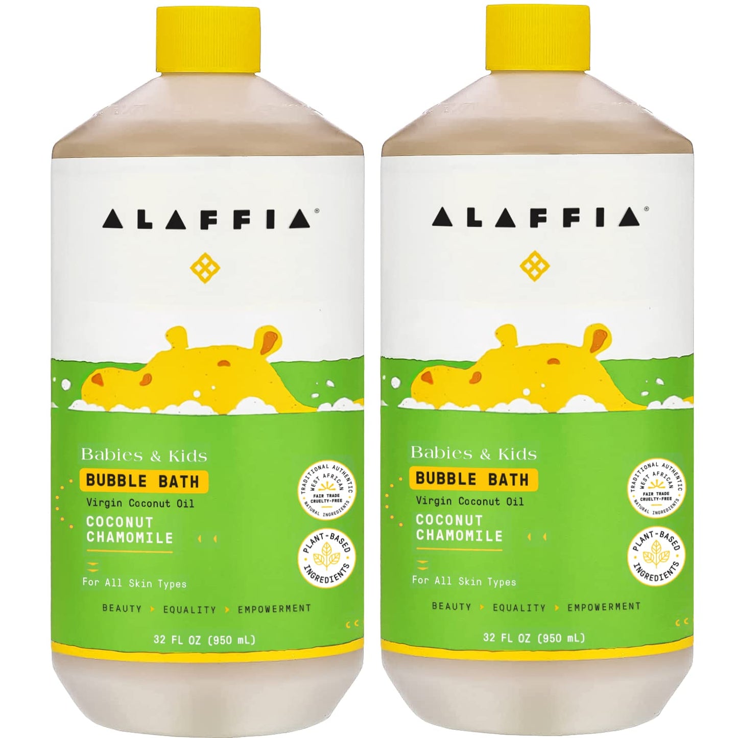 Alaffia Bubble Bath for Babies & Kids, Coconut Chamomile 2-Pack – Long-Lasting, Moisture-Rich Bubbles with Coconut Oil, 32 Fl Oz Ea