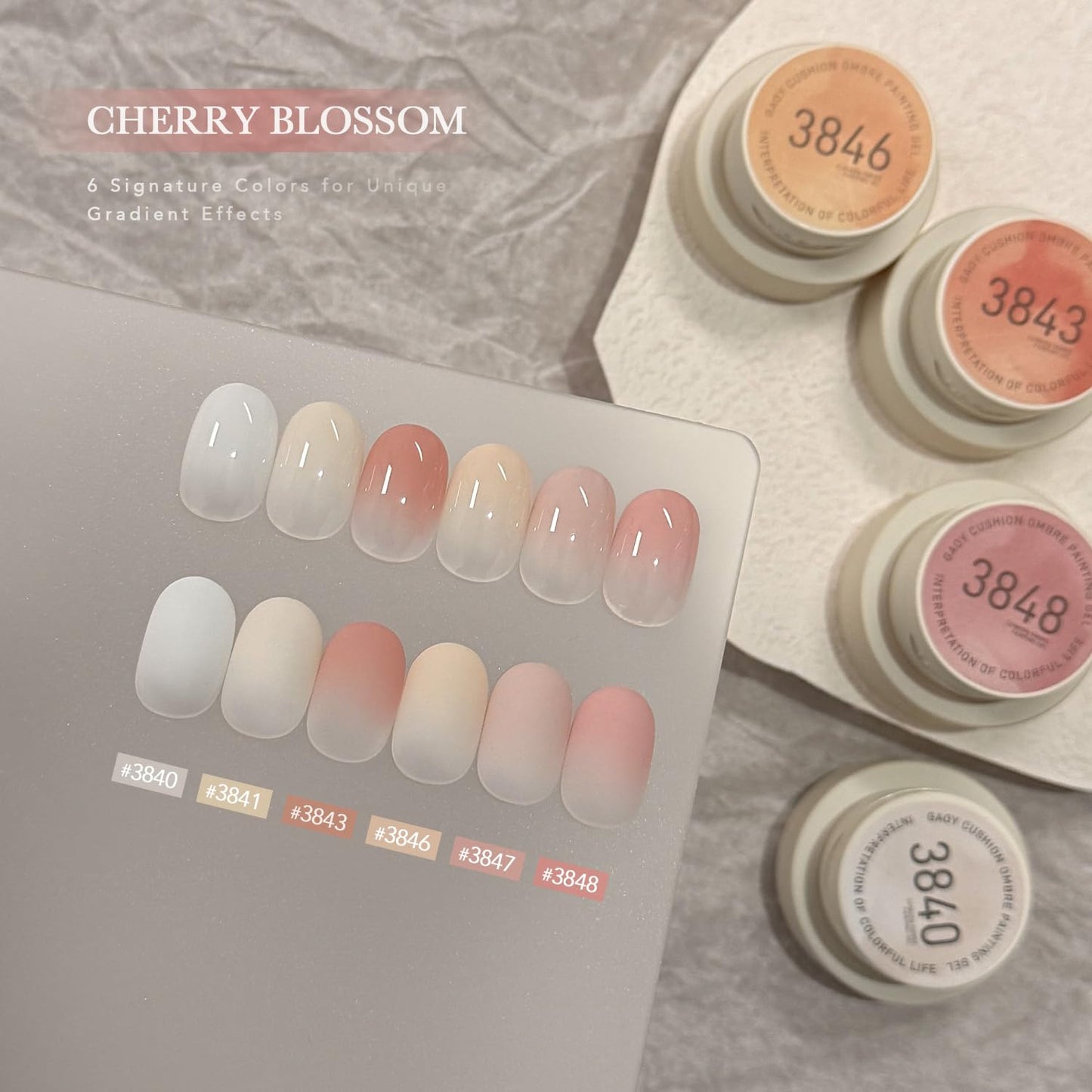 GAOY Cushion Ombre Painting Gel Kit for Aura & Blend Nails, Cherry Blossom