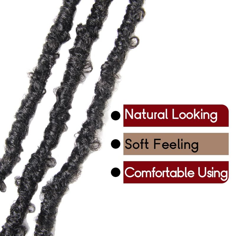 The BOHOBABE 24 Inch Light Weight Butterfly Locs Crochet Hair 6 Packs Long Black Distressed Butterfly Faux Locs Crochet Hair, 1B