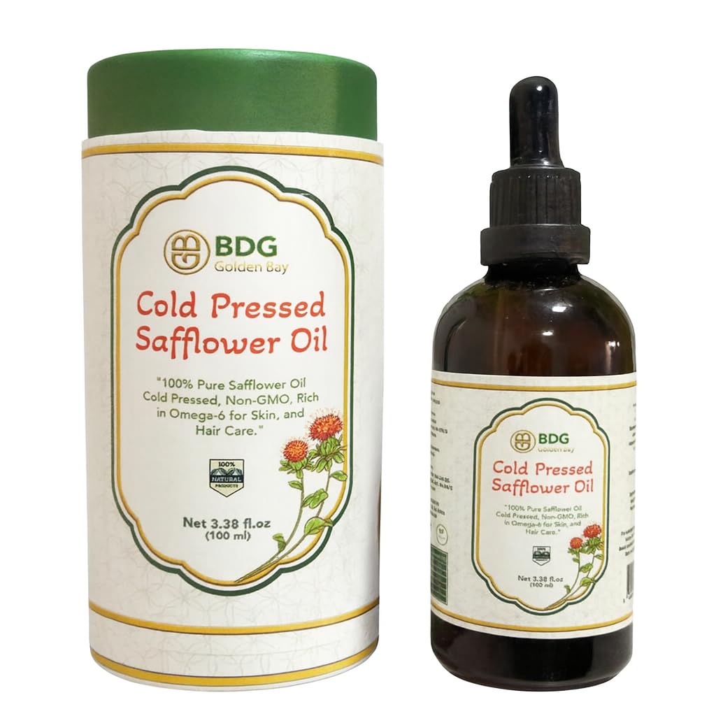 Golden Bay 100% Pure Cold Pressed Safflower Oil – 100 ml | Lightweight Natural Moisturizer for Face, Skin & Hair | Non-Comedogenic, Rich in Omega-6
