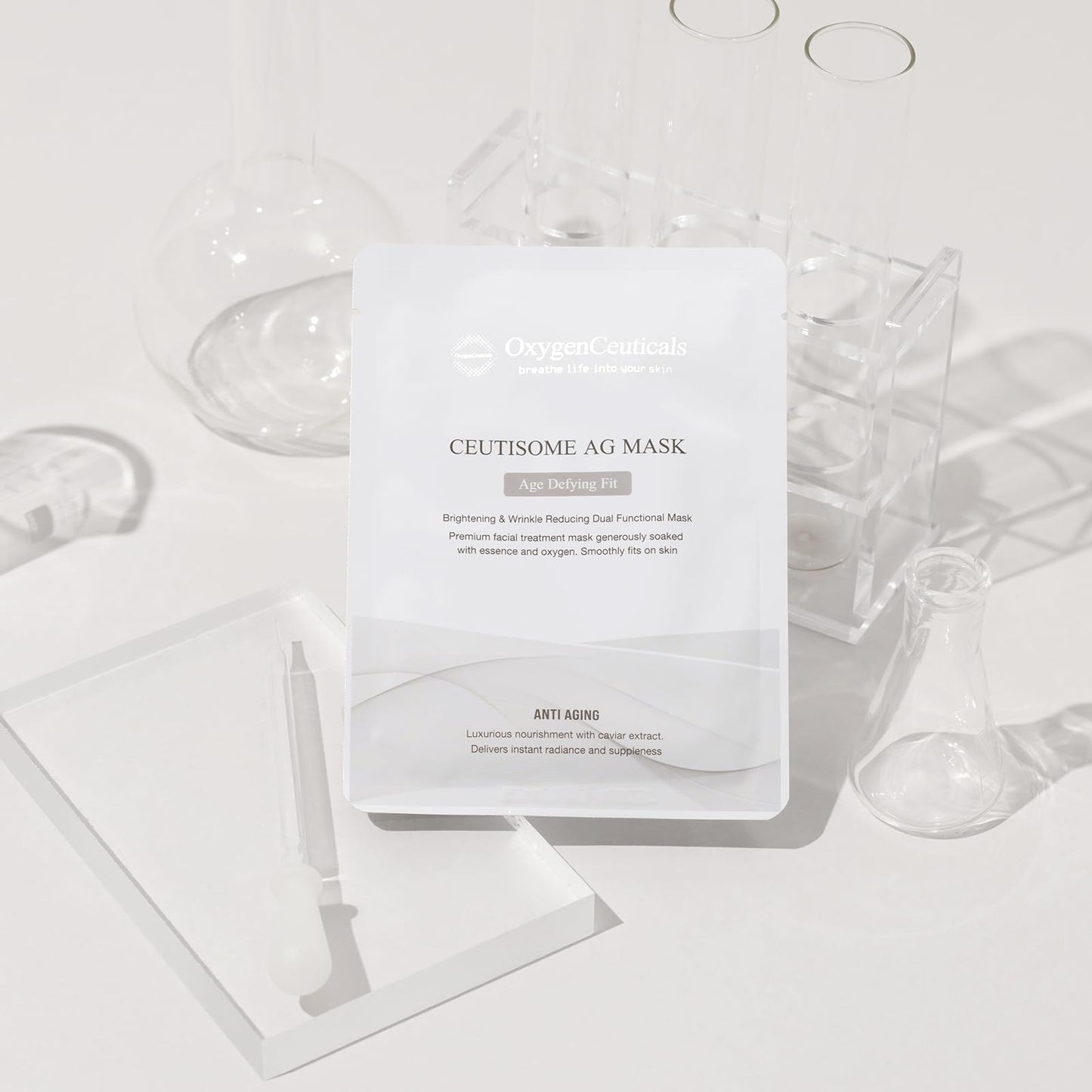 OxygenCeuticals Ceutisome AG Mask – Premium Anti-Aging Caviar Sheet Mask with Adenosine & Sodium Hyaluronate, Brightening & Wrinkle Care, Non-Irritating Hydrating Face Mask (6 Sheets/1 Box)