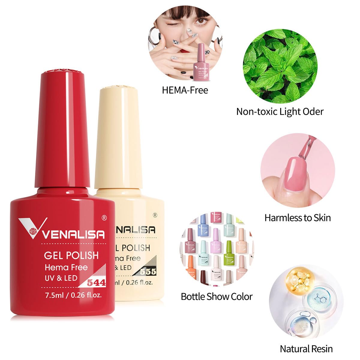 VENALISA VIP4 Gel Nail Polish Kit of 65 Pcs With Color Book Red Pink Orange Green Colors Gel Polish Set Soak Off UV Gel Salon Nail Art DIY at Home Manicure