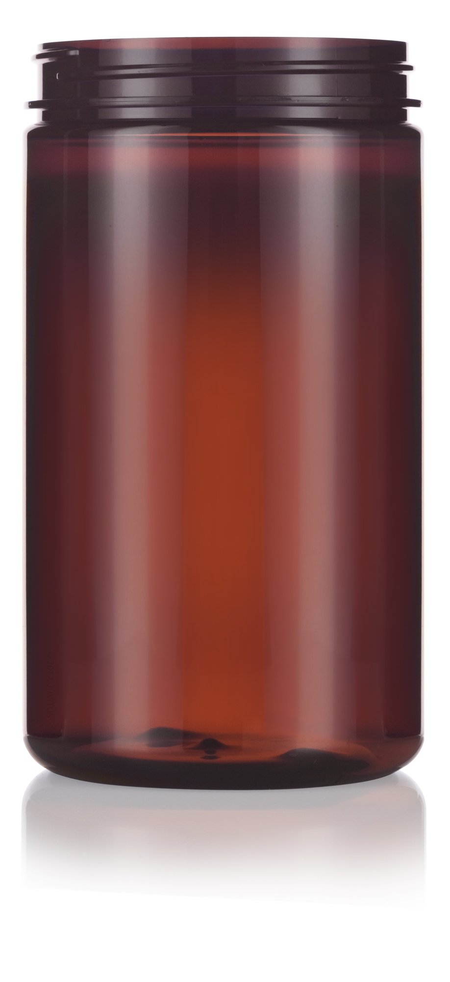 JUVITUS 32 oz Large Amber PET Plastic (BPA Free) Refillable Empty Jar with Black Smooth Foam Lined Lid (6 pack)