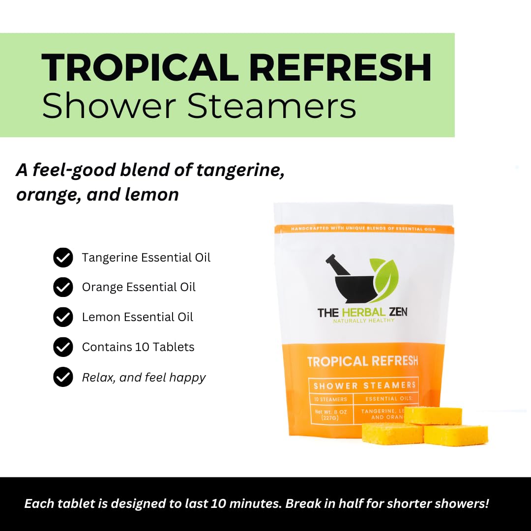 Tropical Refresh Shower Steamers Aromatherapy with Citrus Essential Oils,Made in the USA Shower Bomb Aromatherapy, Self Care Gift, Spa Day Gifts, Birthday Gifts, Gift for Her