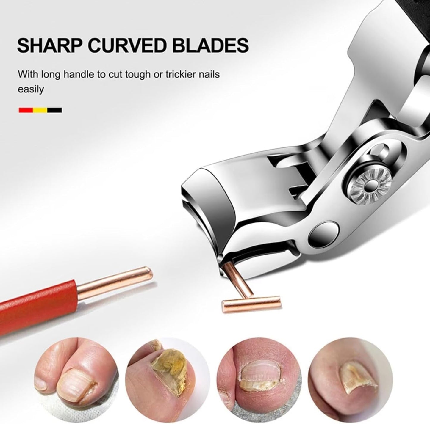 Long Handle Toenail Clipper for Seniors - Ergonomic Stainless Steel Design with Non-Slip Grip | Ideal for Thick Nails