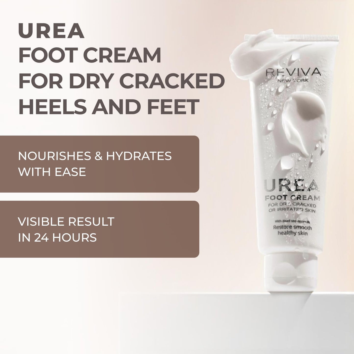 REVIVA NEW YORK Foot Cream for Dry Cracked Feet with Urea & Salicylic Acid - Intensive Foot Cream & Foot Callus Softening - Cracked Heel Cream & Toenail Softener with Dead Sea Minerals