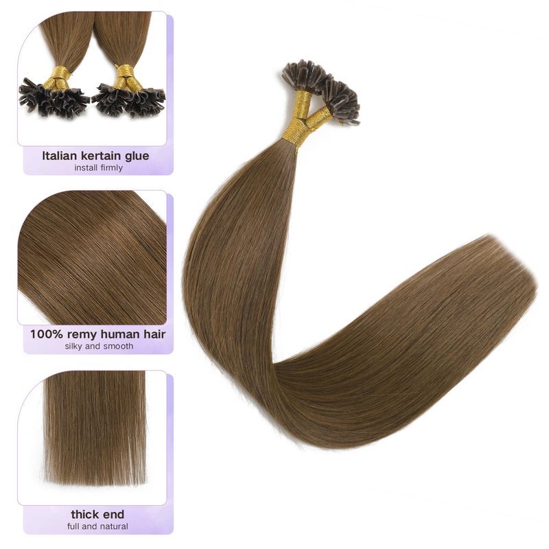 Sindra U Tip Extensions Chocolate Brown #4 40g 14 Inch Pre Bonded Fusion Keratin Hair Extensions Real Human Hair（Utip#4-14inch）