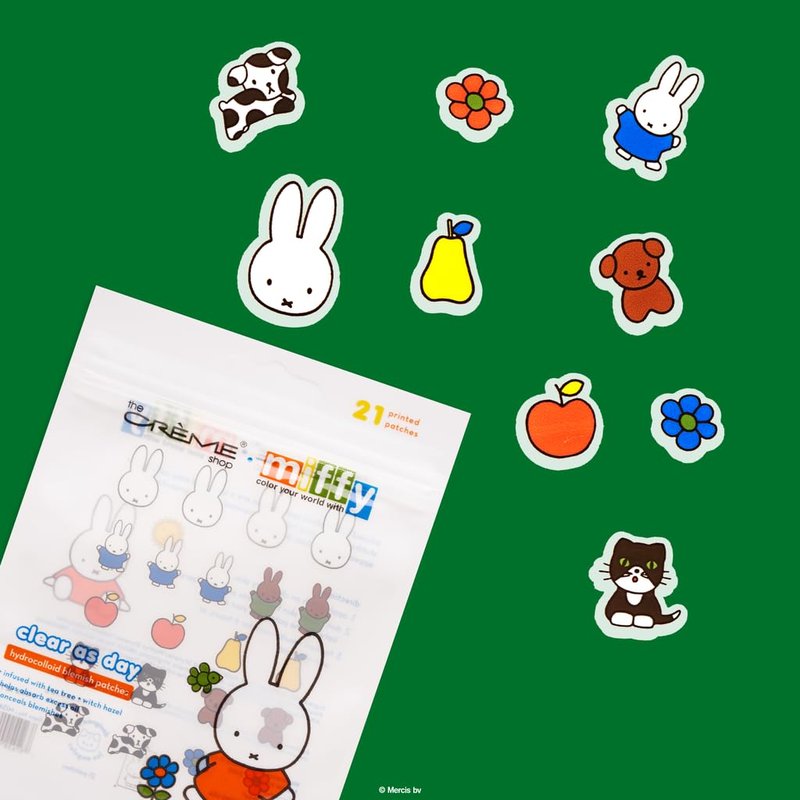 The Crème Shop Miffy Clear As Day! , Korean Hydrocolloid Spot Blemish Patches, Infused with Tea Tree and Witch Hazel to help conceal blemishes and absorb excess oil- (Pack Of 2)