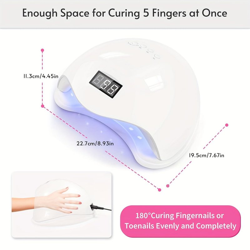 LISHUMEI LED Nail Lamp, 48W Nail Dryer Gel Nail Polish Curing LED UV Light with 4 Timers Automatic Sensor LCD Display Professional Nail Art Tools Accessories for Fingernail Toenail Salon(White