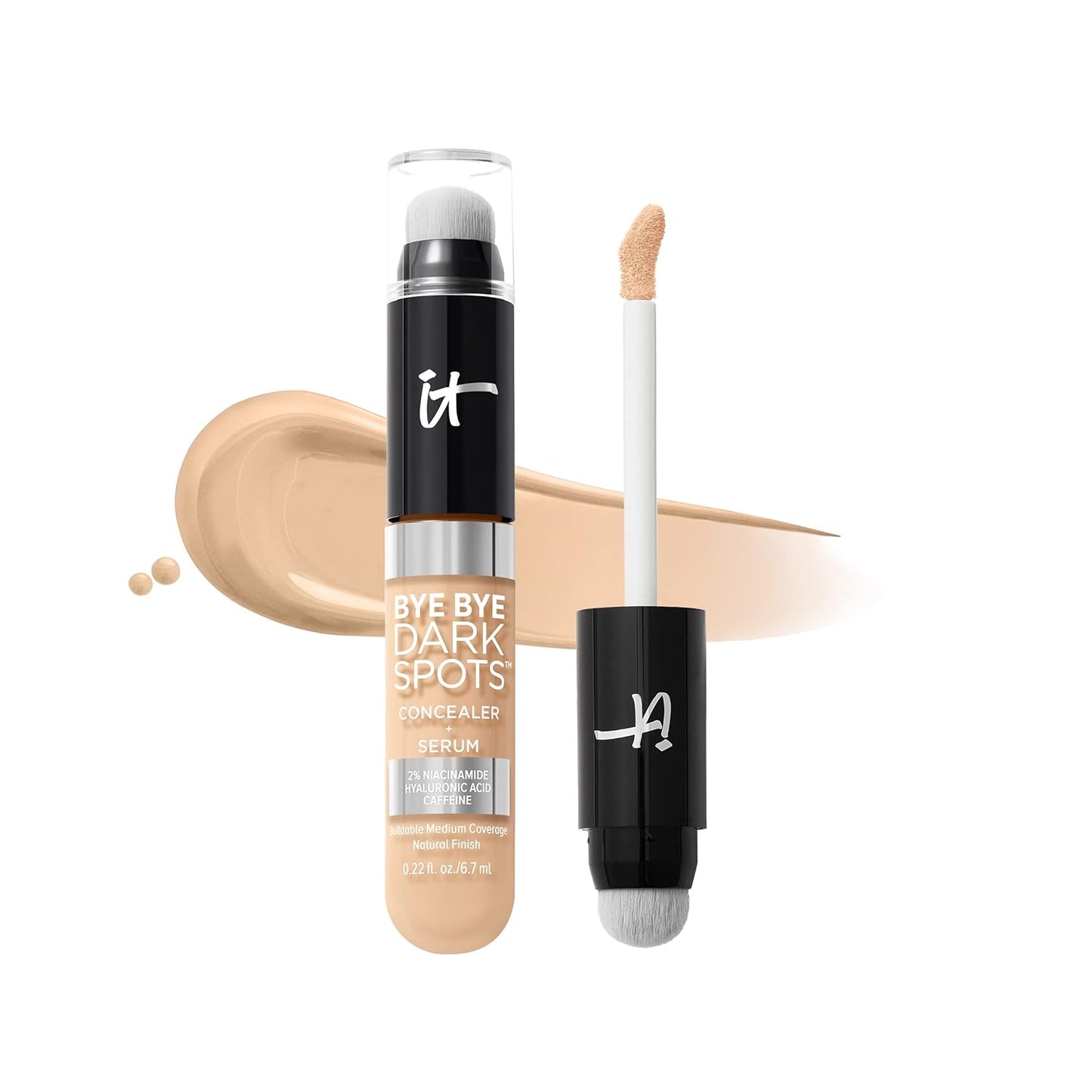 IT Cosmetics Bye Bye Dark Spots Concealer | Brightening Serum with 2% Niacinamide & Hyaluronic Acid - Medium Coverage, Natural Finish - 0.22 fl oz