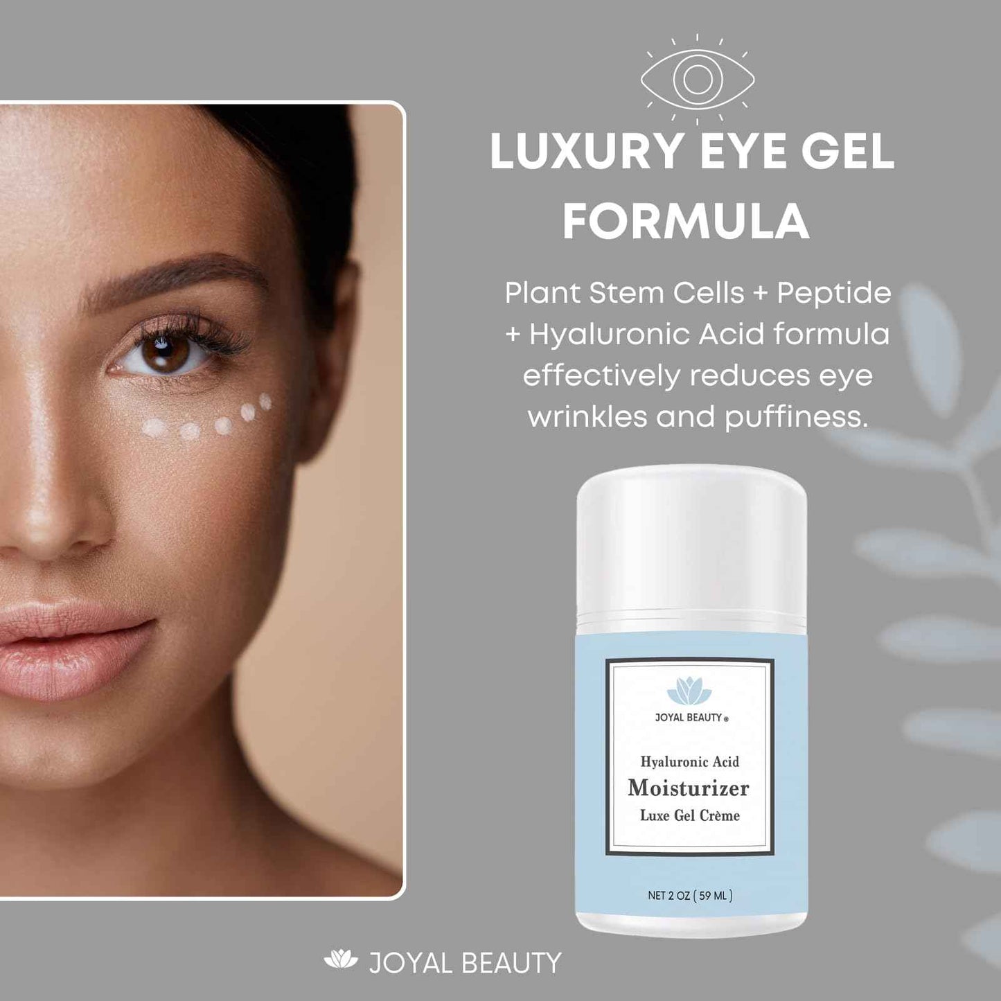 JOYAL BEAUTY Hyaluronic Acid Moisturizer Gel Cream. All-In-One Anti-Aging Face Eye Cream Infused with Peptides, Vitamins B C E Tightens and lifts sagging skin on face, eyes, and neck.