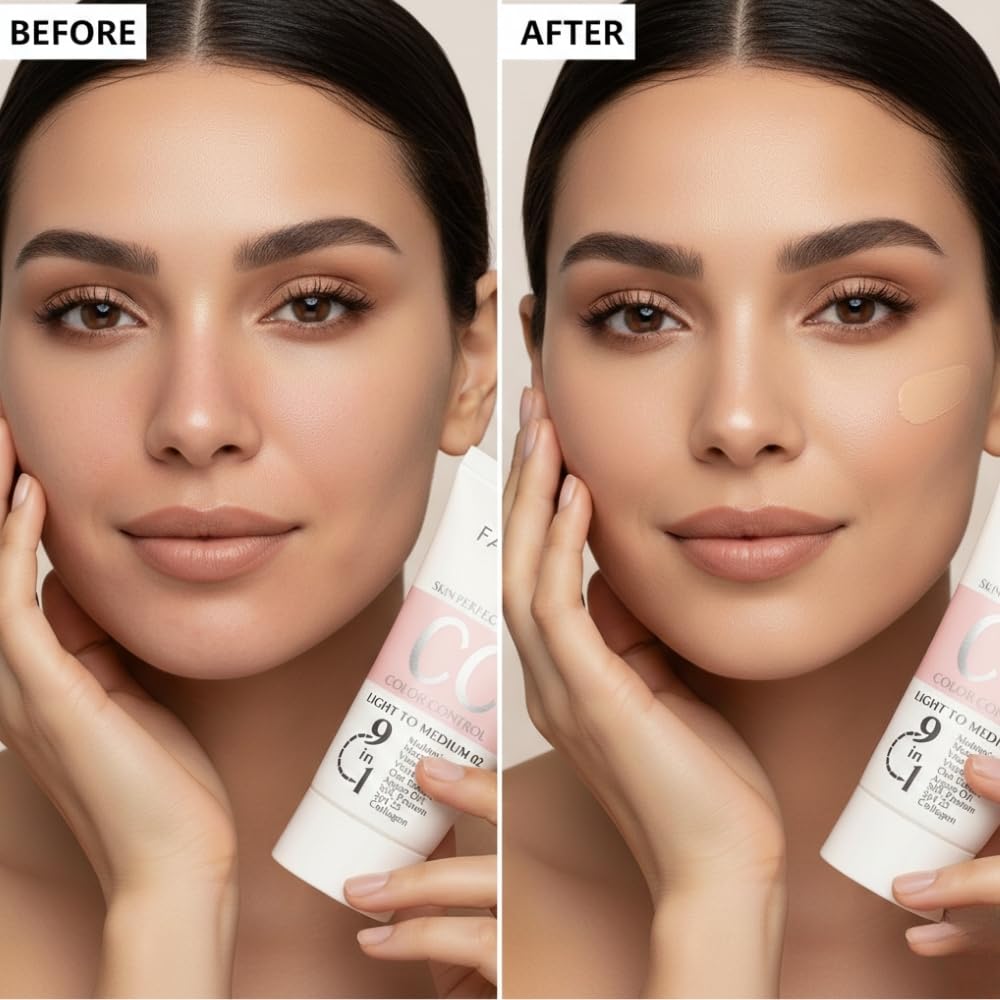 CC Cream & Zen Extension Lash Mascara Set | Color Correcting Skin Tint with SPF 25 - Light to Medium Shade, Natural Finish