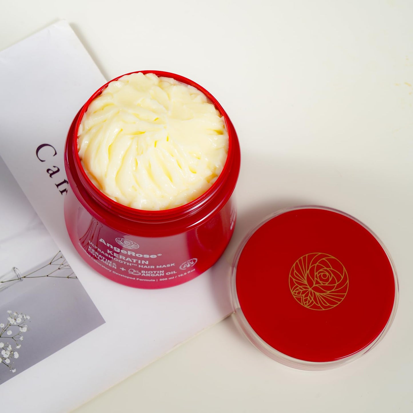 AngeRose Keratin Hair Mask with Collagen & Argan Oil – Deep Conditioner Treatment for Dry Damaged Hair Repair – Hydrating & Strengthening Cream for Color Treated 16.9 Oz (500ml)