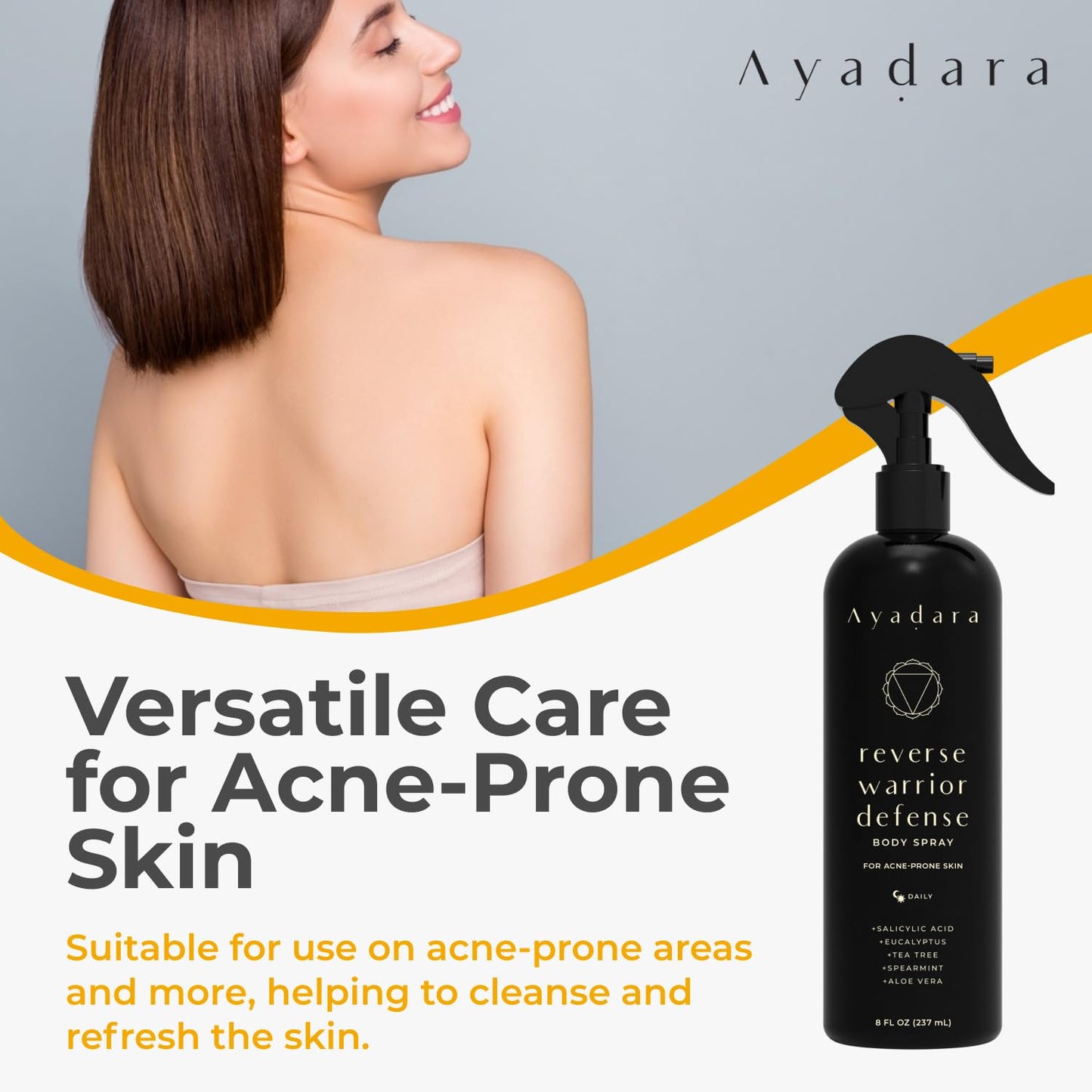 Bacne Solution Body Spray, 8 fl oz, Cystic Back Bacne Solution Spray with Salicylic Acid, Tea Tree Chest, Butt and Body Bacne Spray for Hormonal Bacne, Bacne Solution for Teens Adults, 2000 Sprays