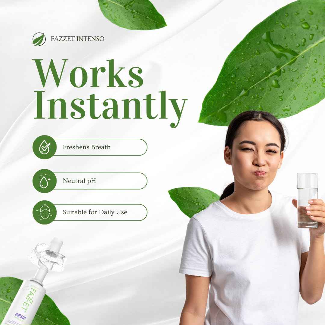 FAZZET Intenso Fluoride Oral Rinse – Soothe Tonsils, Combat Bad Breath – Alcohol, Gluten, and Paraben Free Mouthwash – Fresh Mint Flavor