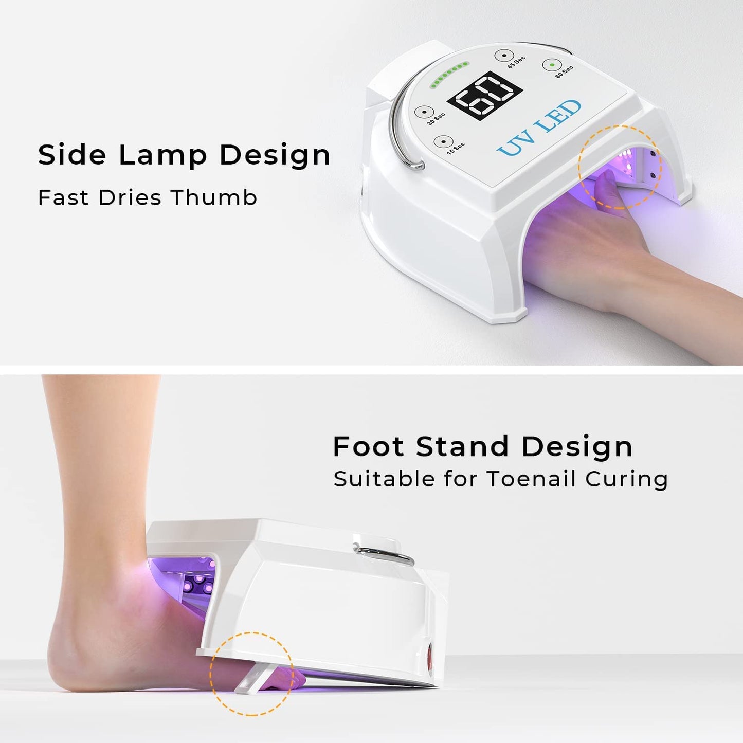 Gelpal 80W Professional Cordless UV LED Nail Lamp, UV Lights for Nails with 45 Beads and Rechargeable Battery, Portable LED Gel Nail Curing Dryer, Nail Polish Machine for Salon or Home, White