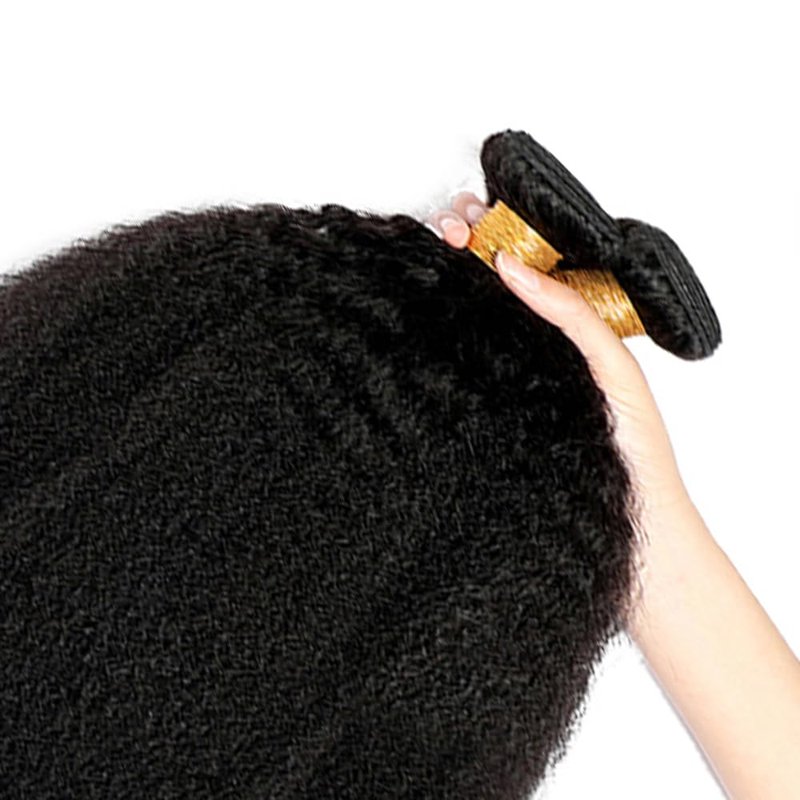 Kinky Straight Bundles Human Hair Color 1B Yaki Straight Bundle Brazilian Virgin Remy Hair 3 Bundles 18 18 18 Inch Niegmeag Double Weft Natural Black Yaki Bundle Hair Weave 300g