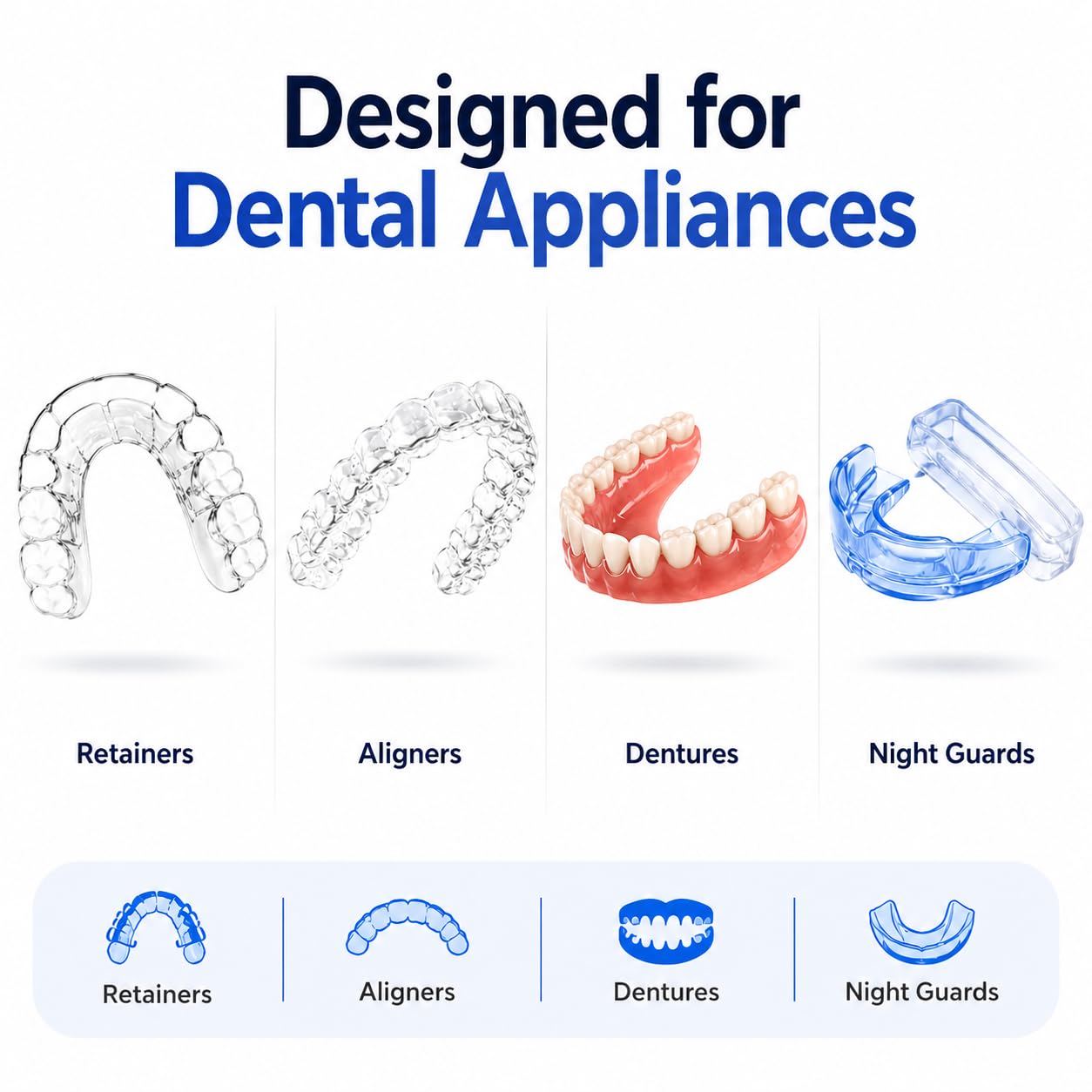 Ultrasonic Retainer Cleaner Machine with UV Light, 49kHz Dental Pod Cleaner with Digital Timer, 340ML Stainless Steel Tank for Retainer, Aligners, Dentures, Mouth Guards, Night Guards & Jewelry, White