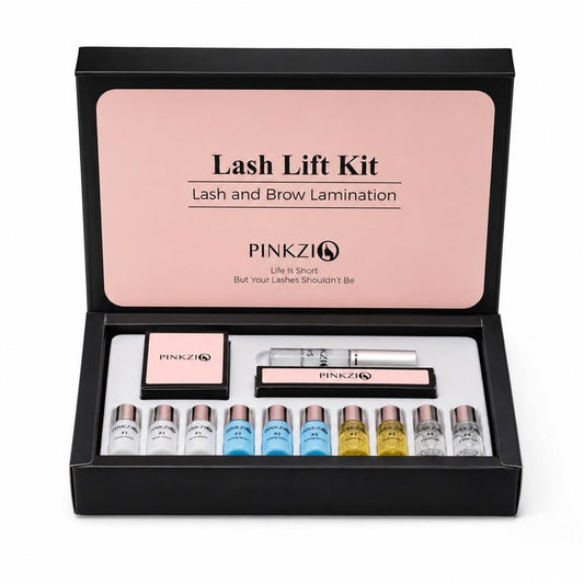 PINKZIO Lash Lift Kit Eyelash Perm Kit, Professional Eyelash Lash Curling, Semi-Permanent Curling Perming Suitable For Salon, Pink