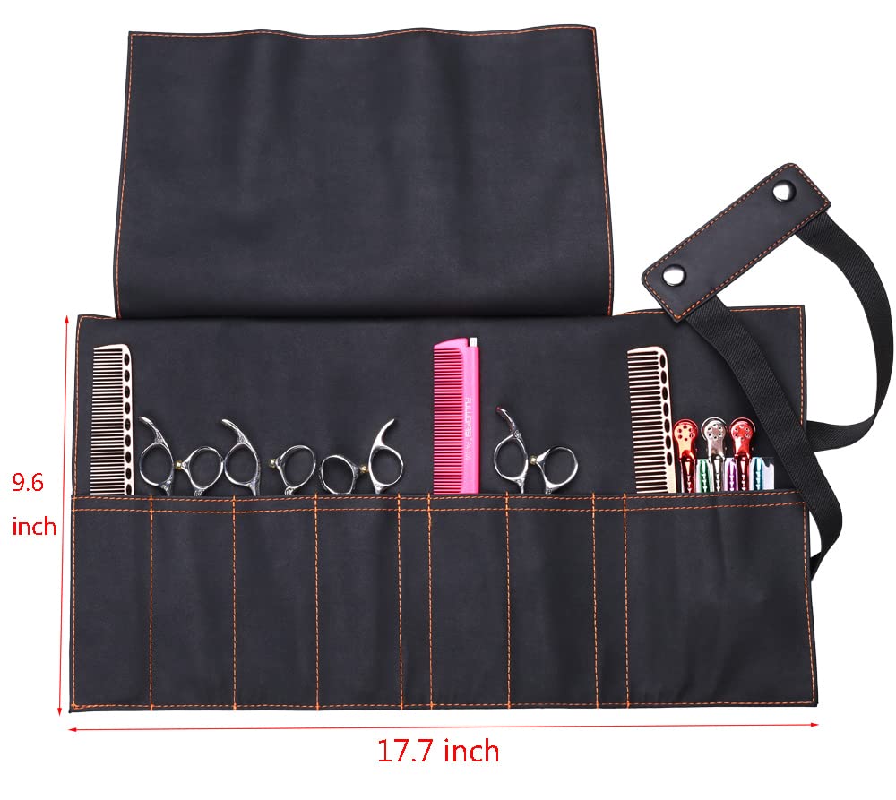 PERFEHAIR Hair Stylist Scissor Holder Pouch Cases for Hairdressers, Salon Tools Holster Bag, Soft Fabric Roll-Up Organiser
