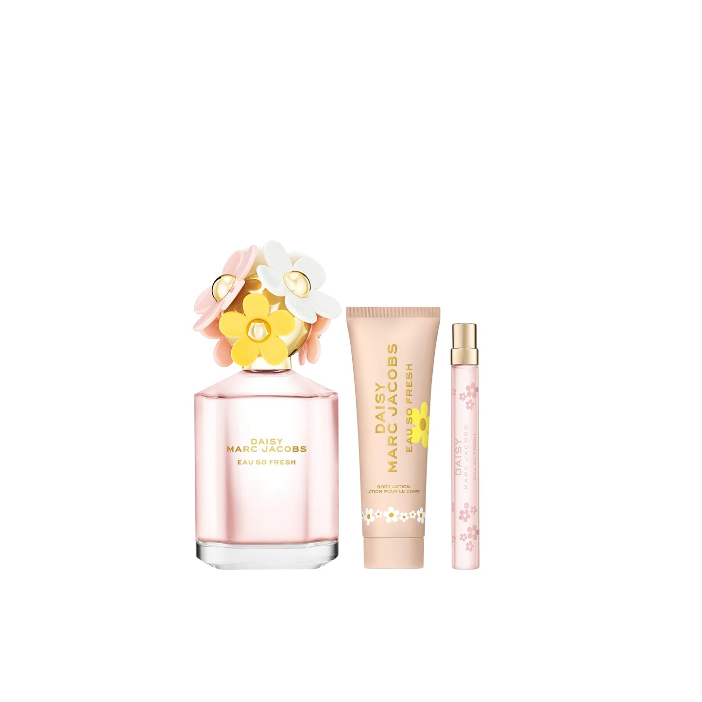 Marc Jacobs Daisy Eau So Fresh EDT 3-Piece Gift Set ($224 value) -EDT 4.2oz, Body Lotion 2.5oz, Travel Spray 0.33 oz– With Notes of Raspberry, Rose & Soft Musks - Floral Women's Perfume