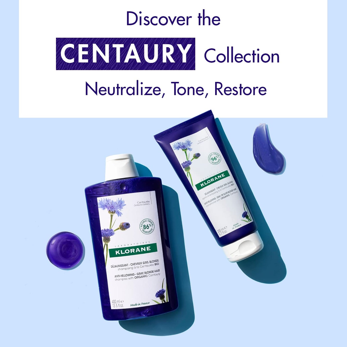 Klorane Plant-Based Purple Conditioner - Brightens Blonde & Gray Hair | 6.7 fl. oz.