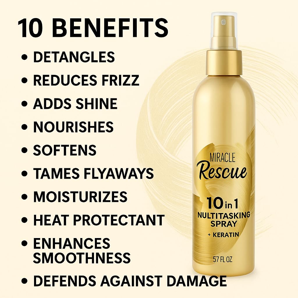 Compatible with 10-in-1 Leave-In Conditioner Spray – Repairs, Detangles, Adds Shine, Moisture & Frizz Control – Sulfate-Free, Color-Safe, 5.7 oz