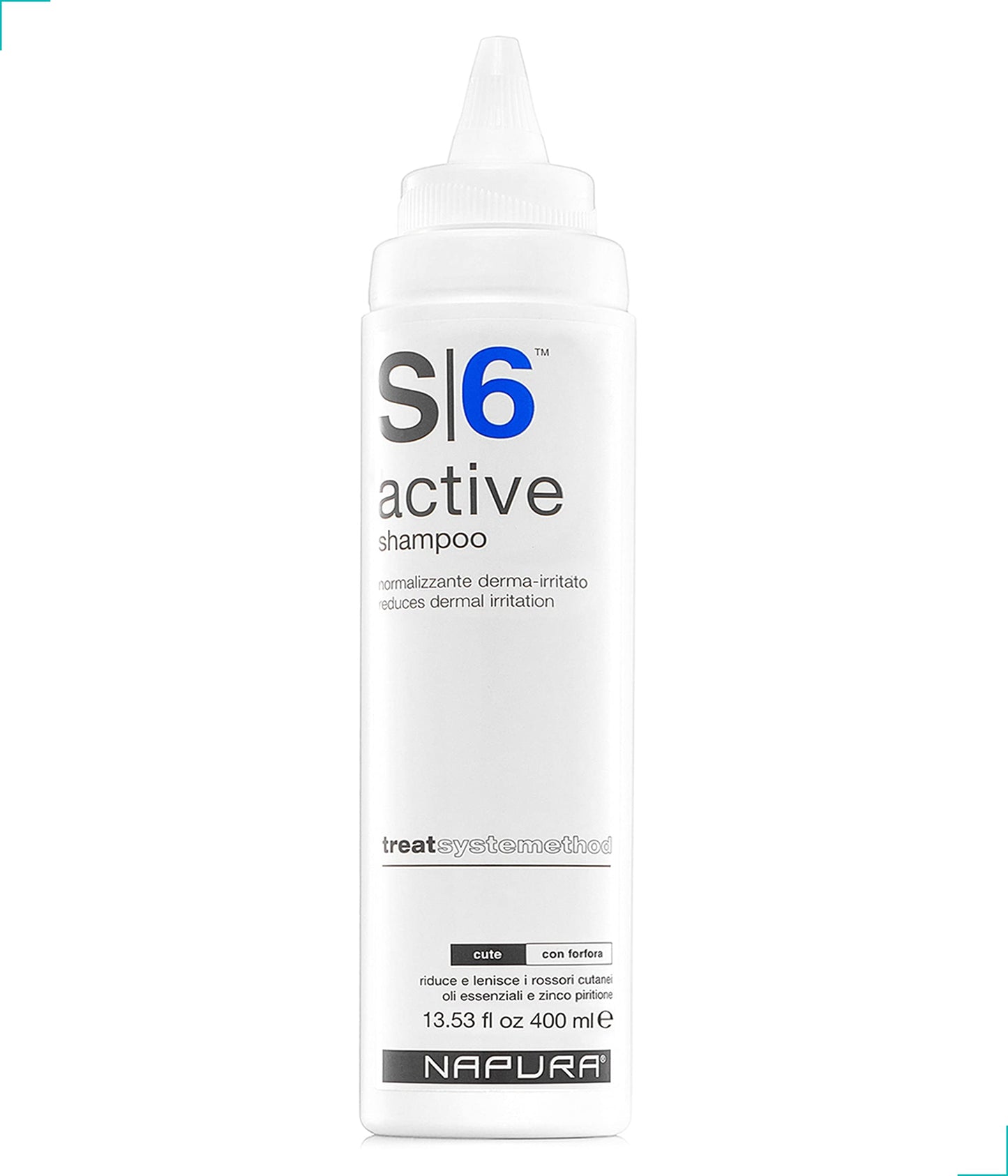NAPURA S6 Active Professional Anti Dandruff Shampoo with Tea Tree Oil, 1% Zinc and 1% Salicylic Acid - Natural Itchy Scalp Treatment (13.53 fl oz) for Men and Women