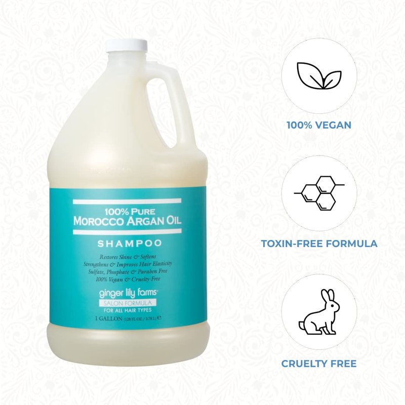 Ginger Lily Farms 100% Pure Morocco Argan Oil Shampoo - Vegan & Cruelty-Free | 1 Gallon Refill for All Hair Types